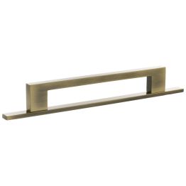 Millhouse Brass Empire Slim Cabinet Pull Handle on Backplate 160mm - Antique Brass