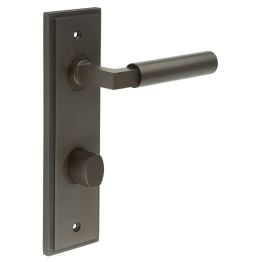 Westminster Door Handle Din Bathroom Backplate Dark Bronze & Turn & Release - By Frelan Hardware - BUR-30DB-456DB-81DB
