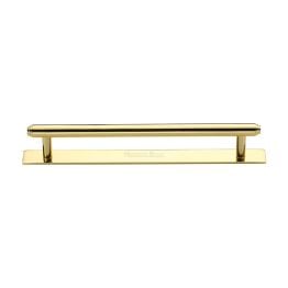 Heritage Brass Cabinet Pull Step Design with Plate 160mm CTC Polished Brass Finish