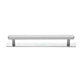 Heritage Brass Cabinet Pull Hexagonal Design with Plate 160mm CTC Satin Chrome Finish