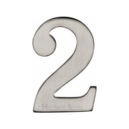 Heritage Brass Numeral 2 Self Adhesive 51mm (2") Satin Nickel finish