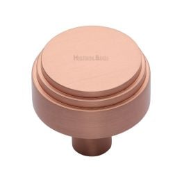 Heritage Brass Cabinet Knob Round Deco Design 32mm Satin Rose Gold finish