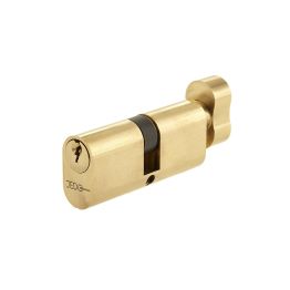 Oval Profile Cylinders & Turns 60mm Polished Brass - By Frelan Hardware - JL60-OPCTPB