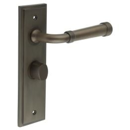 Highgate Door Handle Bathroom Backplate Dark Bronze & Turn & Release - By Frelan Hardware - BUR-35DB-453DB-81DB