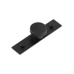 Thaxted Cupboard Knobs 40mm Plain Backplate Black - By Frelan Hardware - HOX-240MB-5090MB