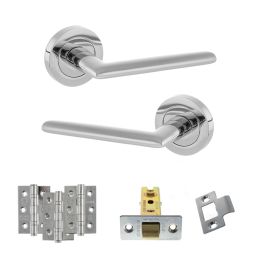 STATUS Alabama Door Handle Pack (Latch Set - 2.5" CE Latch, 3" Fire Rated Hinges x3) - Polished Chrome