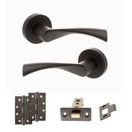 STATUS Colorado Door Handle Pack (Latch Set - 3" CE Latch, 4" Slim Knuckle Hinges x2) - Urban Dark Bronze