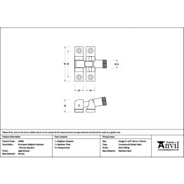 Aged Bronze Brompton Brighton Fastener - Narrow (Square)