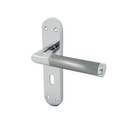 Mitred Suite Door Handle on Lockplate Polished Chrome/Satin Chrome - By Frelan Hardware - JV436PCSC