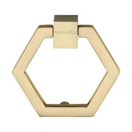 Heritage Brass Cabinet Drop Pull Hexagon Design 51mm Satin Brass finish