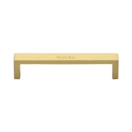 Heritage Brass Cabinet Pull Wide Metro Design 128mm CTC Satin Brass Finish
