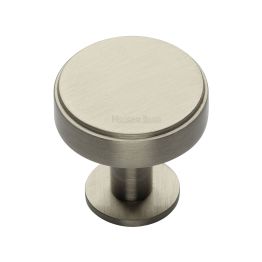 Heritage Brass Cabinet Knob Stepped Disc Design with Rose 32mm Satin Nickel finish