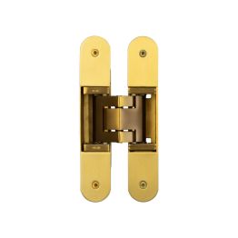 Ghost 160mm 3D Concealed Hinge Satin Brass - By Frelan Hardware - CH100SB