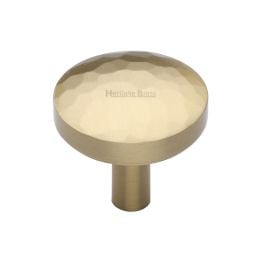 Heritage Brass Cabinet Knob Hammered Design 32mm Satin Brass finish