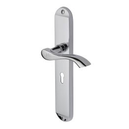 Heritage Brass Door Handle Lever Lock Algarve Long Design Polished Chrome finish