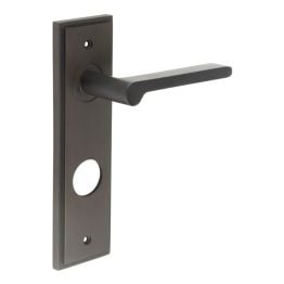 Fitzrovia Door Handle Din Bathroom Backplate Dark Bronze - By Frelan Hardware - BUR15KIT91