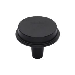 Heritage Brass Cabinet Knob Flat Top Design 32mm Matt Black finish