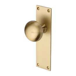 Heritage Brass Mortice Knob on Latch Plate Balmoral Design Satin Brass finish