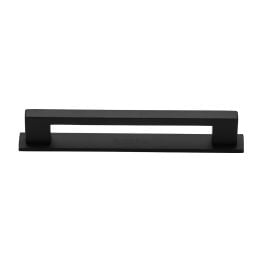 Heritage Brass Cabinet Pull Metro Design with Plate 160mm CTC Matt Black Finish
