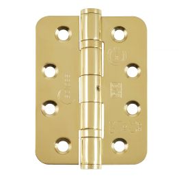 Eclipse 14879 - 102x76x3mm EBP Ball Bearing Radius Corner Hinge Grade 13 - (Pair) - Polished Brass