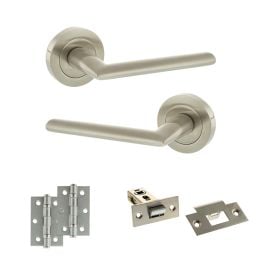 STATUS Alabama Door Handle Pack (Latch Set - 2.5" Latch, 3" Hinges x2) - Satin Nickel