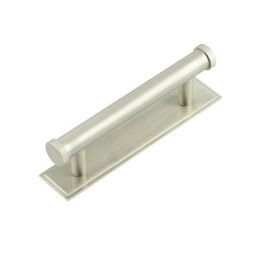 Hoxton Thaxted Cabinet Handles 96mm Ctrs Stepped Backplate Satin Nickel - By Frelan Hardware - HOX-250SN-6050SN
