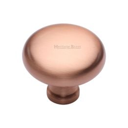 Heritage Brass Cabinet Knob Victorian Round Design 38mm Satin Rose Gold finish