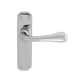 Eden Lever On Latch Backplate - Polished Chrome
