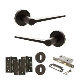 Senza Pari Laviano Door Handle Pack (3 Lever Lock Set - 3" CE Sashlock, 4" Fire Rated Hinges x3) - Urban Dark Bronze