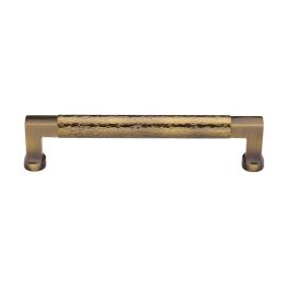 Heritage Brass Cabinet Pull Bauhaus Hammered Design 160mm CTC Antique Brass Finish