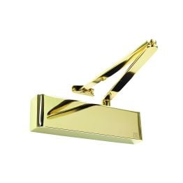 Rutland TS.9205 Door Closer c/w Semi-Radius Cover, Flatbar Armset, Polished Brass