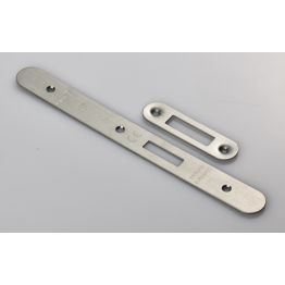 Forend Strike & Fixing Pack To Suit Din Euro Deadlock-Satin Stainless Steel-Radius Forend - Satin Stainless Steel