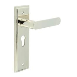 Kensington Door Handle Euro Backplate Polished Nickel - By Frelan Hardware - BUR25KIT167