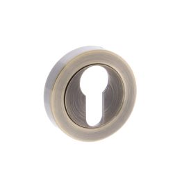 Old English Euro Escutcheons - Antique Brass