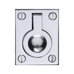 Heritage Brass Cabinet Pull Flush Ring Design 38mm Polished Chrome finish