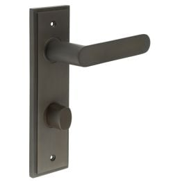 Kensington Door Handle Din Bathroom Backplate Dark Bronze & Turn & Release - By Frelan Hardware - BUR-25DB-456DB-81DB