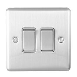Eurolite Enhance Decorative 2 Gang Switch Satin Stainless Steel