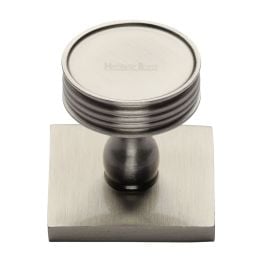 Heritage Brass Cabinet Knob Venetian Design with Square Backplate 32mm Satin Nickel finish