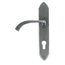 Pewter Gothic Curved Lever Espag. Lock Set