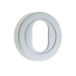 Jedo Designer Oval Profile Escutcheons on 50mm Round Rose Polished Chrome - By Frelan Hardware - JV503UPC