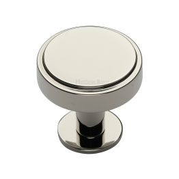 Heritage Brass Cabinet Knob Stepped Disc Design with Rose 32mm Polished Nickel finish