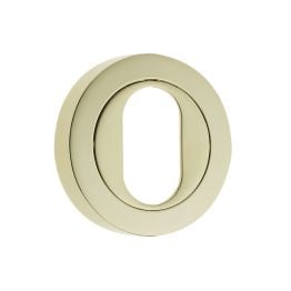 Jedo Designer Oval Profile Escutcheons on 50mm Round Rose Brass Finish - By Frelan Hardware - JV503UPVD