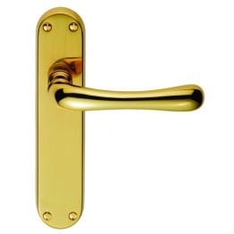 Ibra Lever On Latch Backplate - Polished Brass