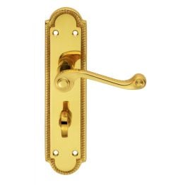 Georgian Lever On Shaped Wc Backplate - Polished Brass