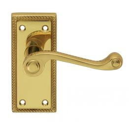 Georgian Lever On Latch Backplate - Polished Brass
