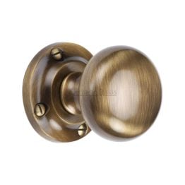 Heritage Brass Mortice Knob on Rose Victoria Design Antique Brass finish