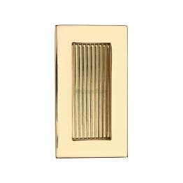 Reeded Rectangular Flush Pull 105 x 58mm Polished Brass finish