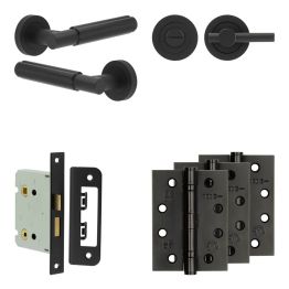 Complete Bloom Door Handle Pack - Bathroom - Black - By Frelan Hardware - JE-B6A2-MB
