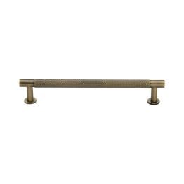 Heritage Brass Cabinet Pull Partial Knurled Design with 16mm Rose 160mm CTC Antique Brass finish