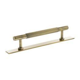 Millhouse Brass Battersea Linear T-Bar Cabinet Pull Handle on Backplate 128mm - Antique Brass